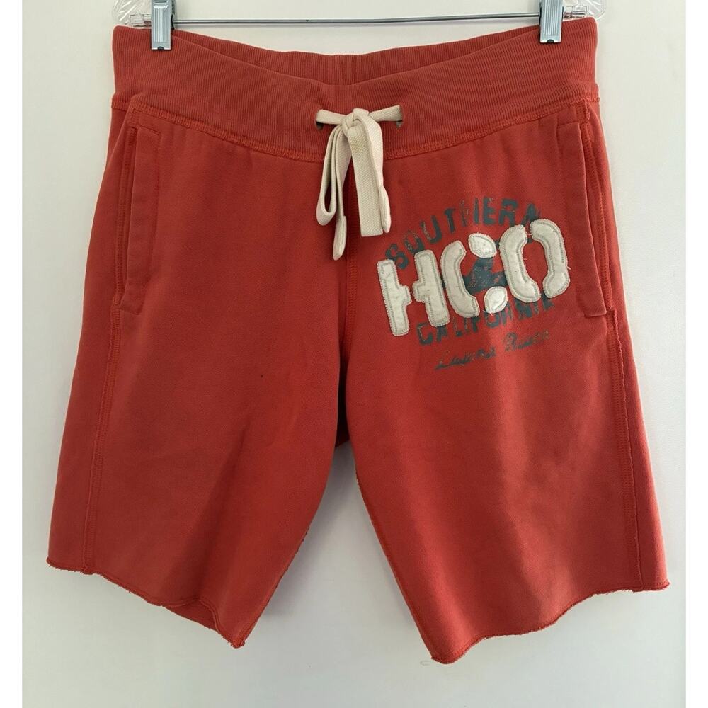 Y2k Men's Hollister Lounge Shorts M x11" Sweatpant shorts Orange Drawstring vtg